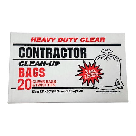 PRIMROSE PLASTICS CONTRACTOR BAGS 20PK CLR 19045